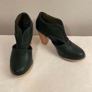 Dark green bootie heels